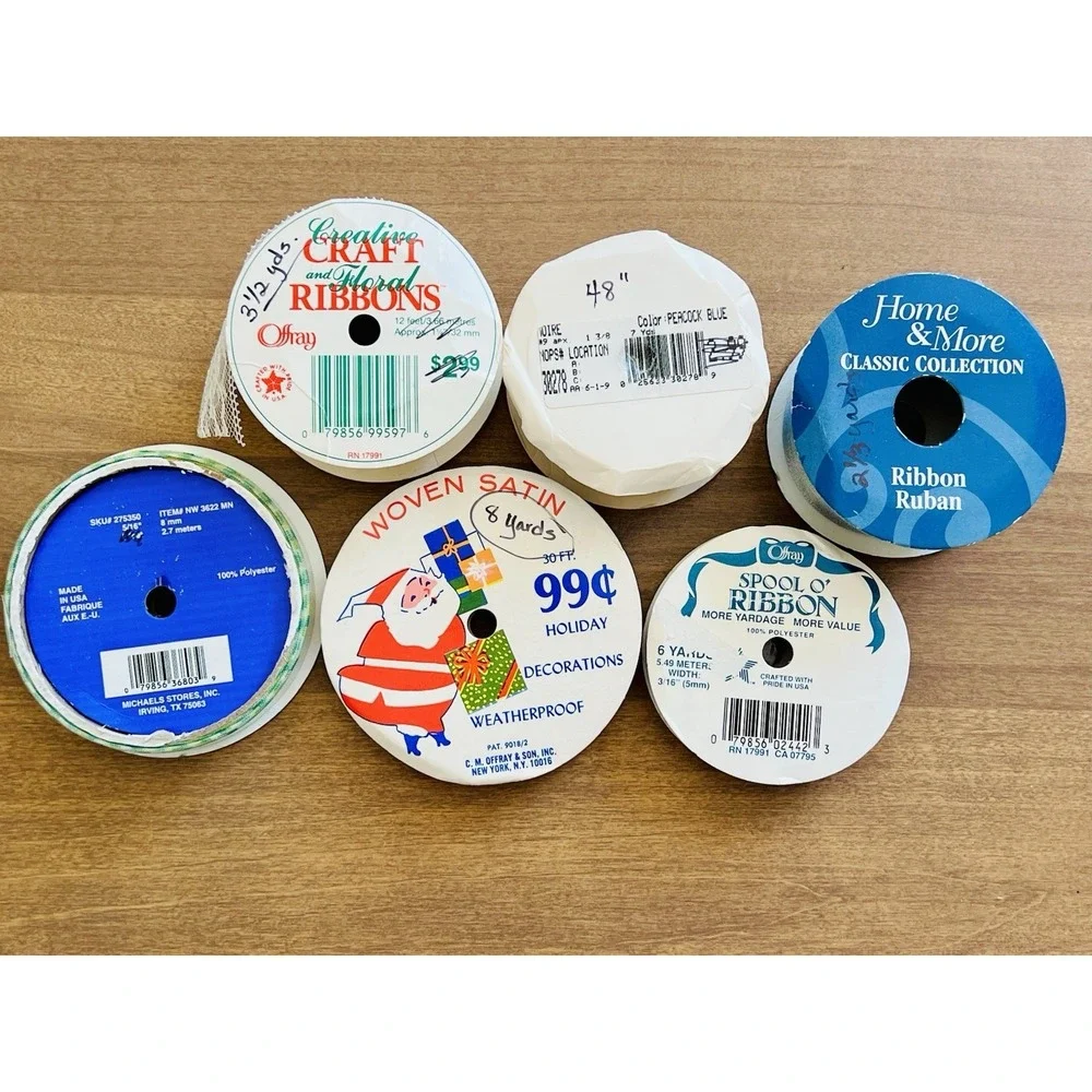 Vintage Ribbon Lot Sewing Millinery Trim Craft Spools Scrapbook Cottagecore